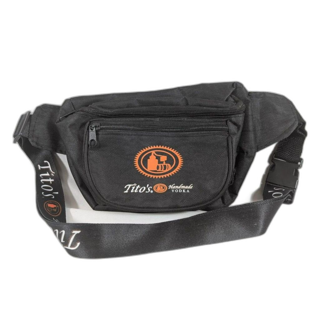 Tito's Handmade Vodka Black Fanny Pack Waist Bag 3 Pocket Adjustable OSFM